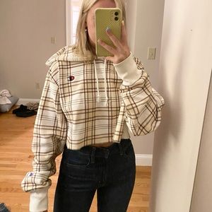Champion Cropped Plaid Sweatshirt (S)